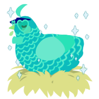 A teal and mint chicken with a lace pattern