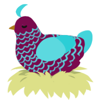 Friend of the Night, a wine and aqua chicken with a lace pattern