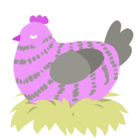 A lavender and ash chicken with a bar pattern