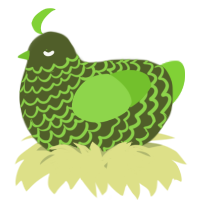 A olive and grass chicken with a lace pattern