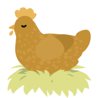 A gold chicken with a speckle pattern
