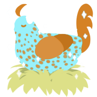 A cerulean and bark chicken with a speckle pattern