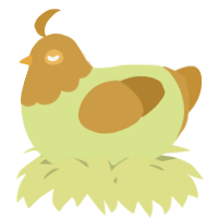 A lemon and gold chicken with a head pattern