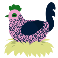 Berry Tart, a pink and tumblr chicken with a double-lace pattern