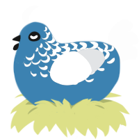 How Soon Is Now, a sapphire and mist chicken with a half-lace pattern