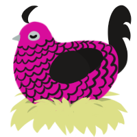 Punk, a fuchsia and sable chicken with a lace pattern