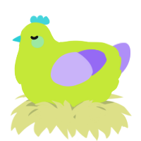 A lime and lilac chicken