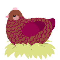 A russet and maroon chicken with a lace pattern