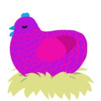 (unnamed), a amethyst and fuchsia chicken with a lace pattern