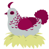 A silver and maroon chicken with a half-lace pattern