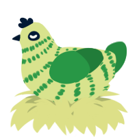 A lemon and viridian chicken with a bar pattern
