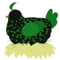 A black and leaf chicken with a speckle pattern