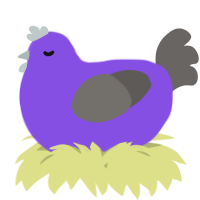 A blurple and grey chicken