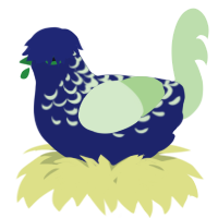 A navy and gluppy chicken with a half-lace pattern