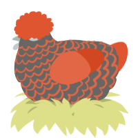 A grey and vermilion chicken with a lace pattern