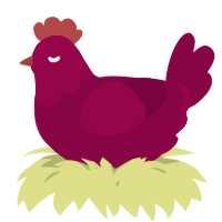 A maroon chicken with a head pattern