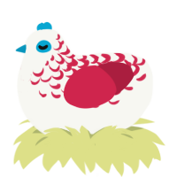 Firecracker Popsicle, a white and crimson chicken with a half-lace pattern