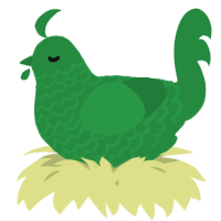 A viridian chicken with a lace pattern