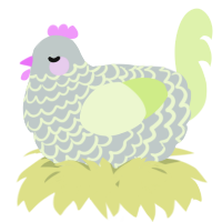 A silver and apple chicken with a lace pattern