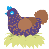 A overcast and brown chicken with a speckle pattern