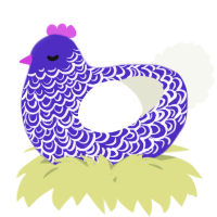 A indigo and white chicken with a double-lace pattern
