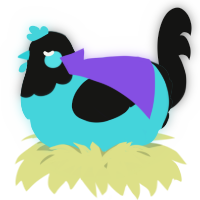 A aqua and black chicken with a head pattern