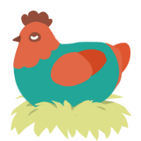 A turquoise and vermilion chicken with a head pattern