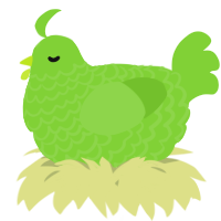 A grass chicken with a lace pattern