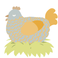 A silver and honey chicken with a lace pattern