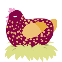 A maroon and honey chicken with a speckle pattern