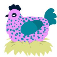 A lavender and sea chicken with a speckle pattern