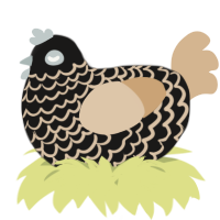 A sable and beige chicken with a lace pattern