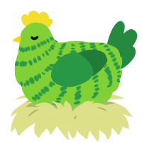 A grass and viridian chicken with a bar pattern