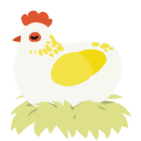 A white and yellow chicken with a neck-speckle pattern