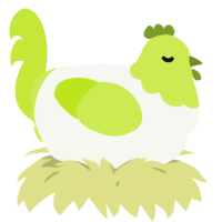 A white and lime chicken with a head pattern