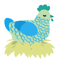 A gluppy and sky chicken with a lace pattern