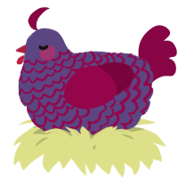 A overcast and maroon chicken with a lace pattern