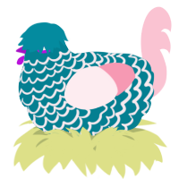 A sea and rose chicken with a lace pattern