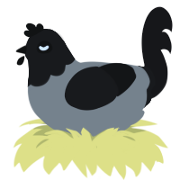marsupial, a ash and sable chicken with a head pattern