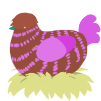 Taffy Pull, a russet and orchid chicken with a bar pattern