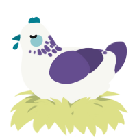 A white and overcast chicken with a neck-speckle pattern