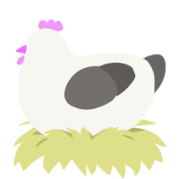 the haunting, a white and grey chicken