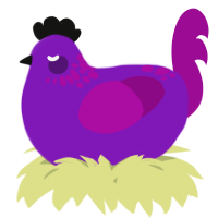 A violet and plum chicken with a neck-speckle pattern