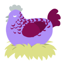 Purble, a lilac and wine chicken with a half-lace pattern