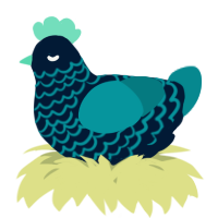 A tumblr and teal chicken with a lace pattern