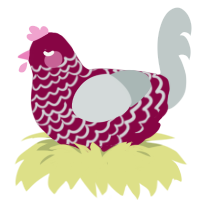 Lipstick, a maroon and silver chicken with a lace pattern