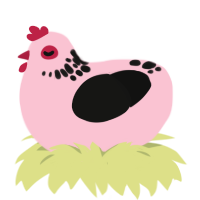 Moth-Eaten, a rose and black chicken with a neck-speckle pattern