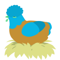 A gold and cerulean chicken with a head pattern