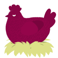 A maroon chicken with a double-lace pattern