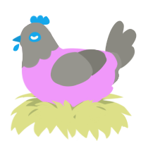 A lavender and ash chicken with a head pattern